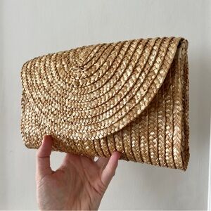 Woven palm wicker clutch purse handbag evening bag tropical vacation mexico